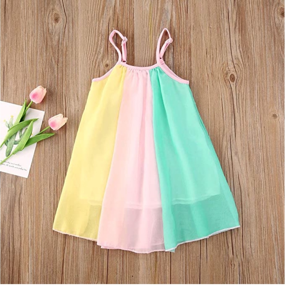 NWT Summer Boho Rainbow Stripe SunDress Size 4-5T